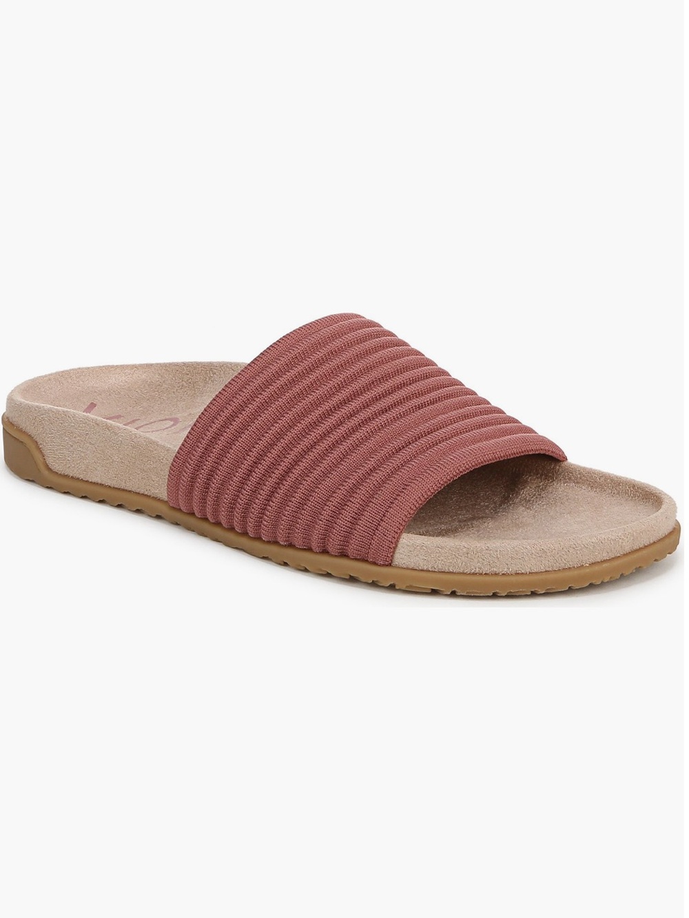 Vionic Evie Knit Slide Sandals in Withered Rose